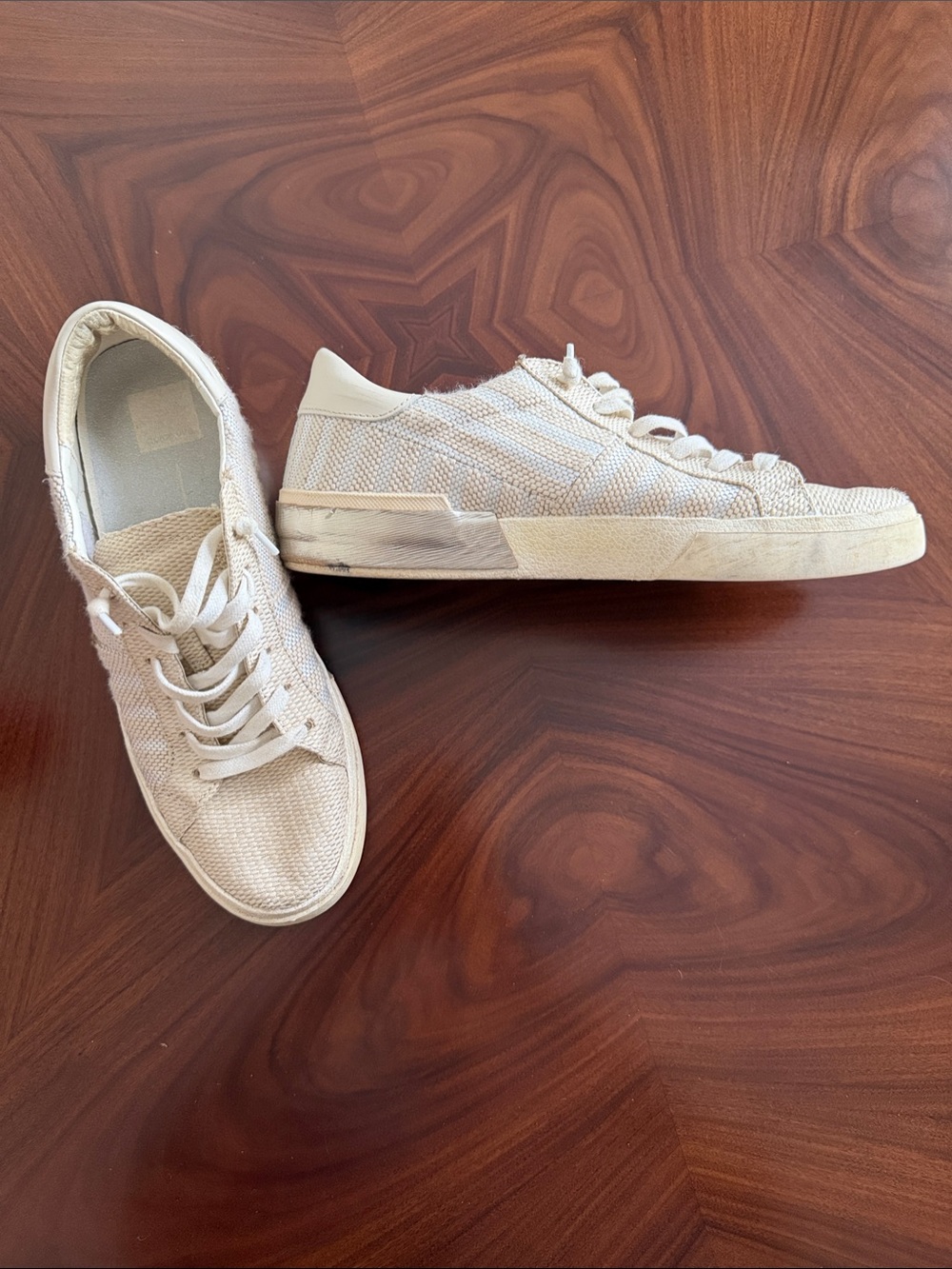 Dolce Vita Women's Cream Knit Lace-Up Sneakers
